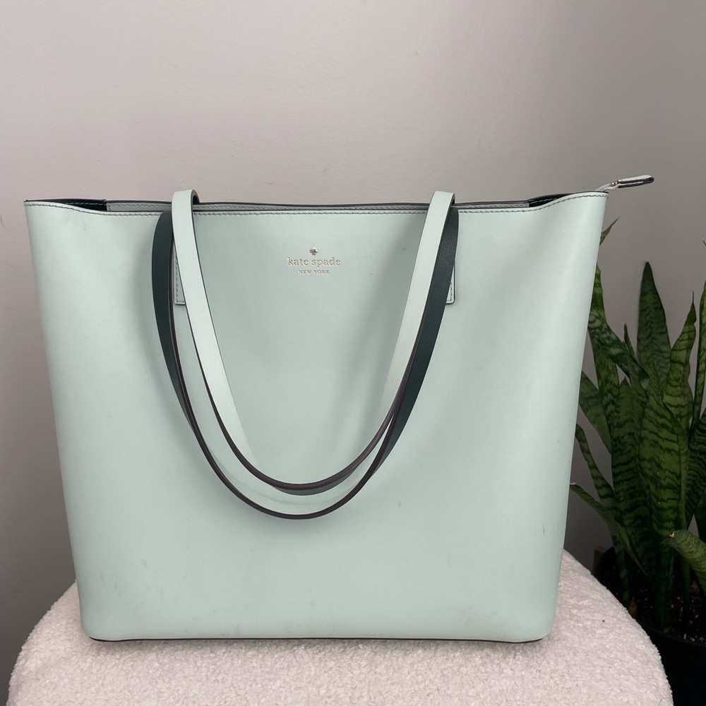 Mint green zip Kate Spade tote